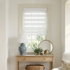 Marlow No-Drill White Zebra Sheer Shade: dual-layer, adjustable light & privacy.