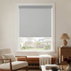 Grey Ashby No-Drill Blackout Roller Shade with textured plain weave fabric.