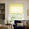 Light filtering linen Roman shade in soft yellow for window treatments