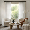 Joydeco Meadow Geometric Jacquard Sheer Curtain, white, light-filtering.