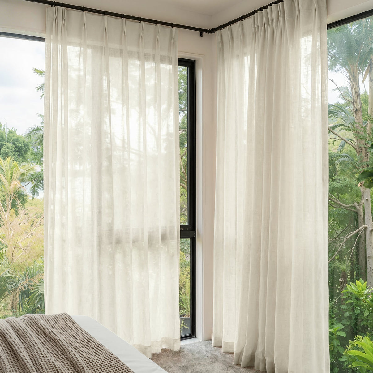Linden Linen Blend Sheer Curtains: Customizable window treatments with natural light.