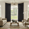 Joydeco SoftMatte brushed dark grey blackout curtains, pleated, custom fit for window.