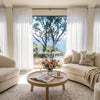 Joydeco Feather custom sheer curtains, white, for airy living rooms.