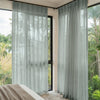 Linden Linen Blend Custom Sheer Curtains, soft blue, pleated