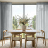 Light grey Willow light filtering linen curtains, sheer custom window treatments.