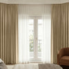 Bennett Chenille Blackout Curtain (beige) with sheer white overlay. Plush custom window treatments.